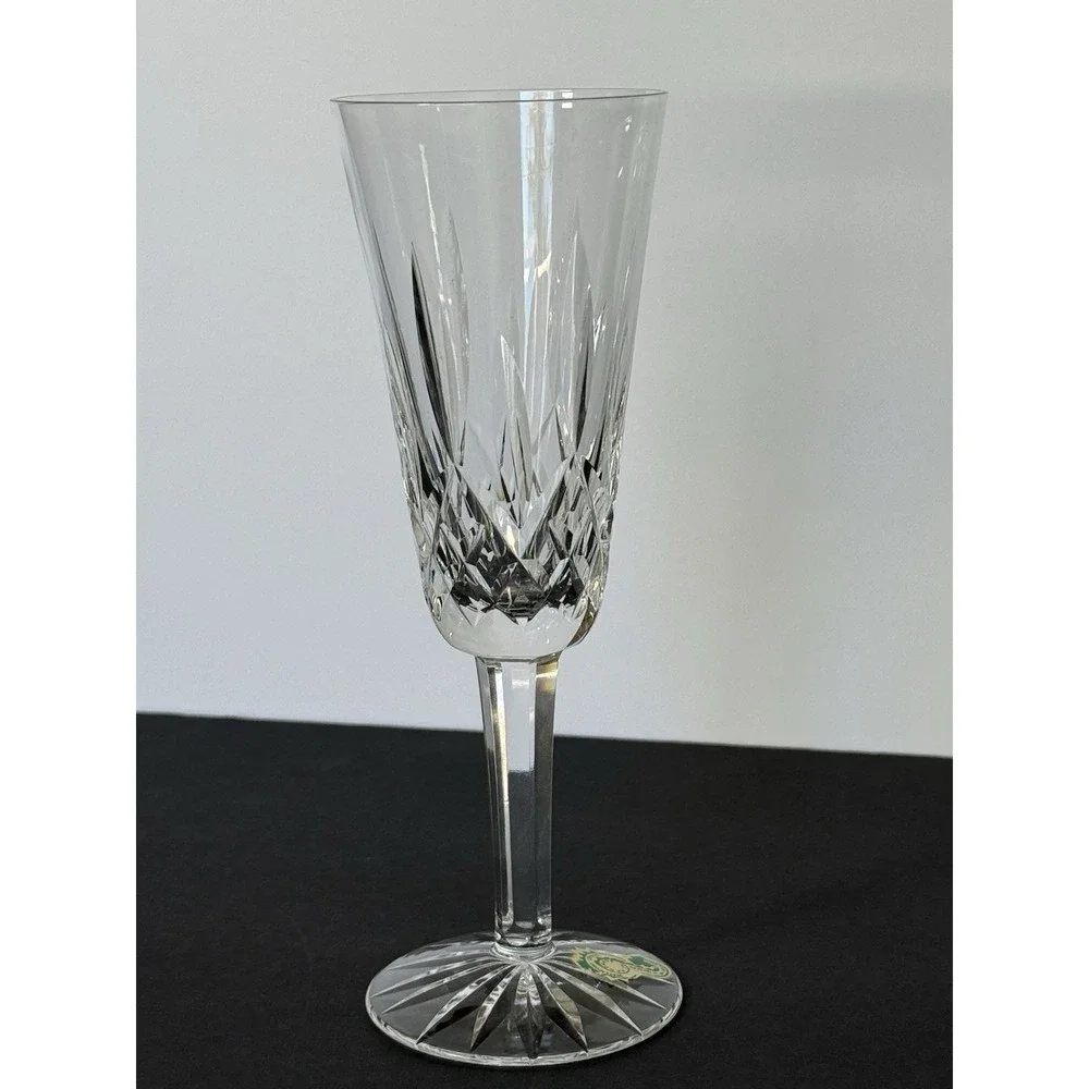 Waterford Crystal Lismore Champagne Flute Signed ORIGINAL Sticker Ireland 7⅜